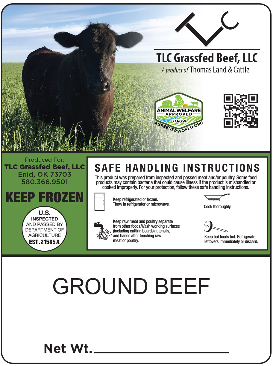 TLC Grassfed Beef in Enid, OK food label